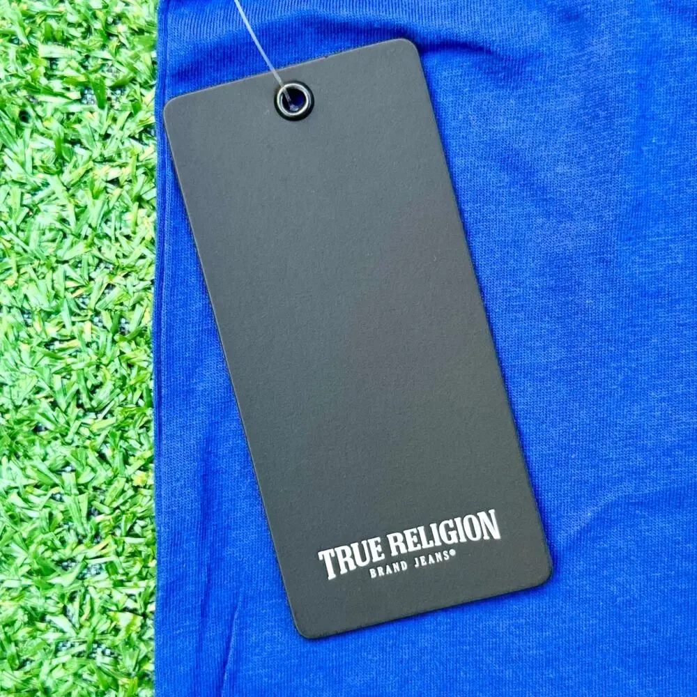 True Religion World Tour T Shirt Mazarine Blue Shirt SS Fish Eye City Tee RARE